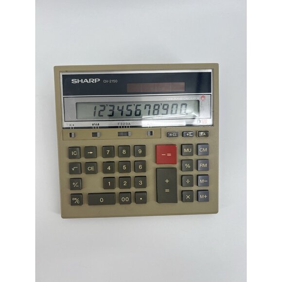 RARE VINTAGE SHARP QV-2150 SOLAR BATTERY DESK CALCULATOR 12 Digit Kickstand VTG - Picture 2 of 10